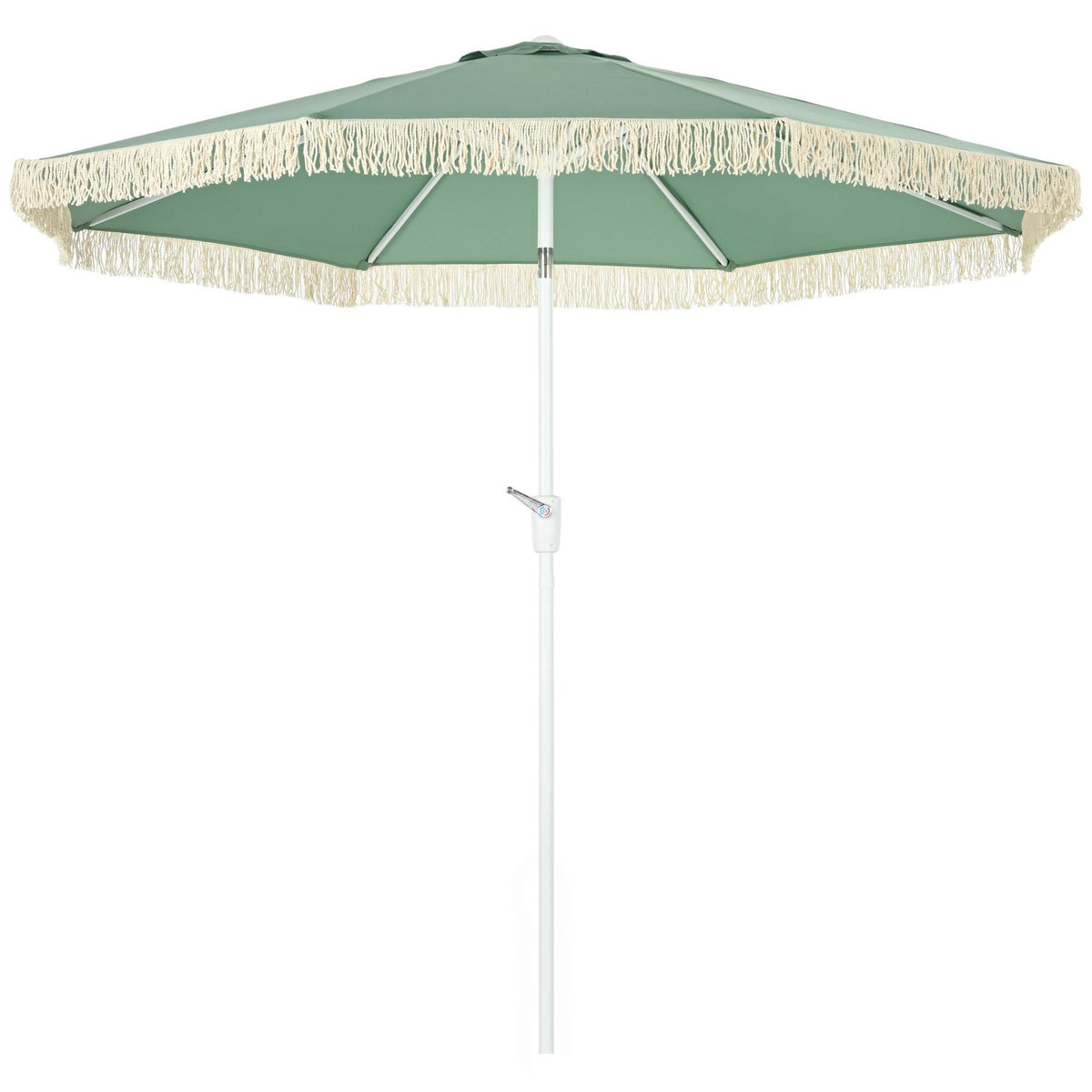 OUTSUNNY Parasol inclinable de jardin style bohème à franges polyester haute densité vert