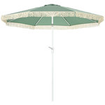 OUTSUNNY Parasol inclinable de jardin style bohème à franges polyester haute densité vert