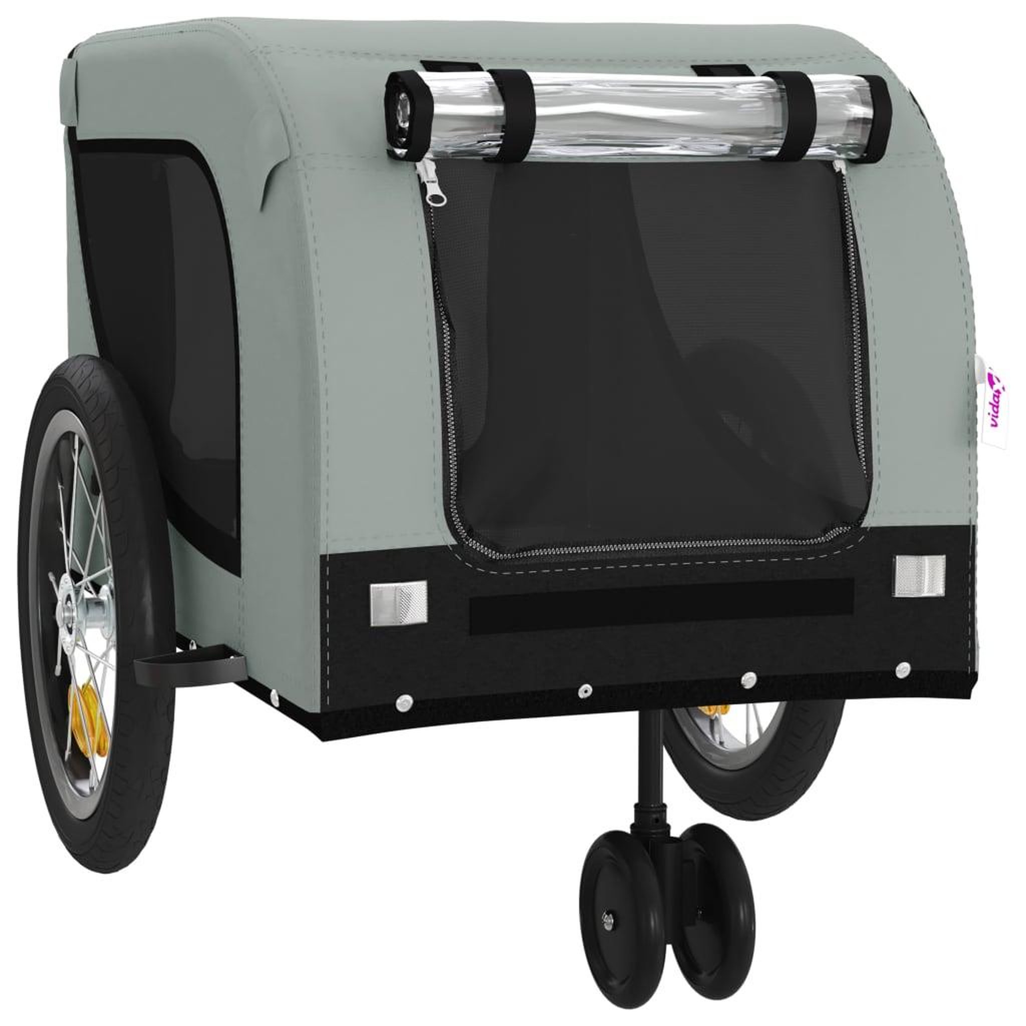 Voir la diapositive 4 : VIDAXL Remorque de velo pour animaux de compagnie gris et noir