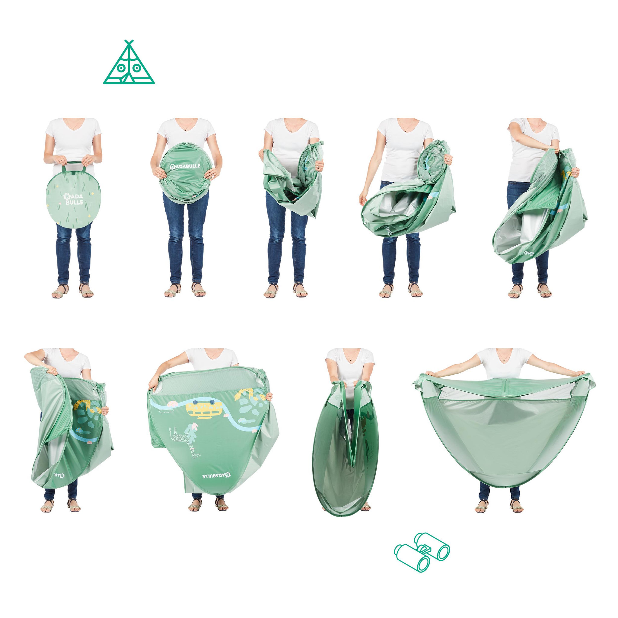 Voir la diapositive 4 : BADABULLE Tente anti-uv pour enfant badabulle - système pop-up - protection fps 50+