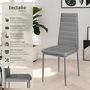 Voir la diapositive 2 : tectake Ensemble de chaises de salle à manger rembourrées avec revêtement aspect cuir gris Lot de 4