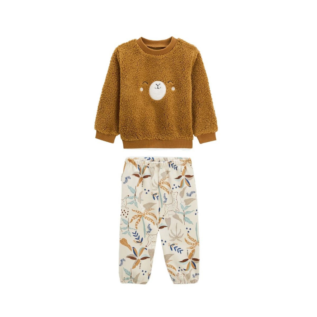 Petit Béguin Ensemble bébé sweat-shirt en sherpa et pantalon en molleton Lamascotte