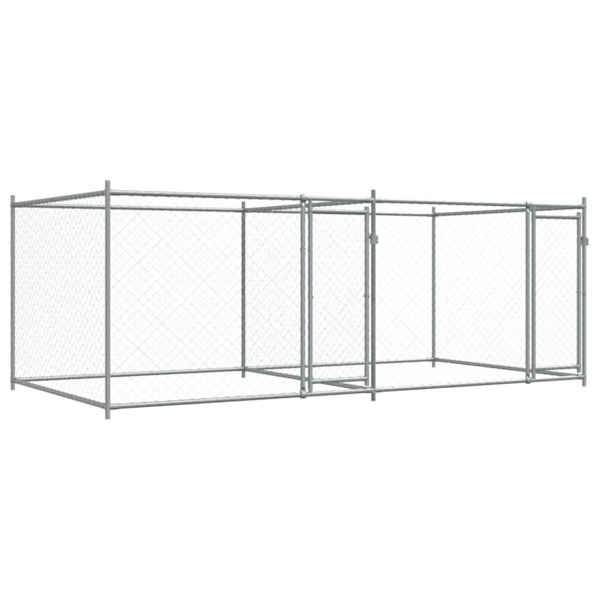 VIDAXL Cage pour chien avec portes gris 4x2x1,5 m acier galvanise