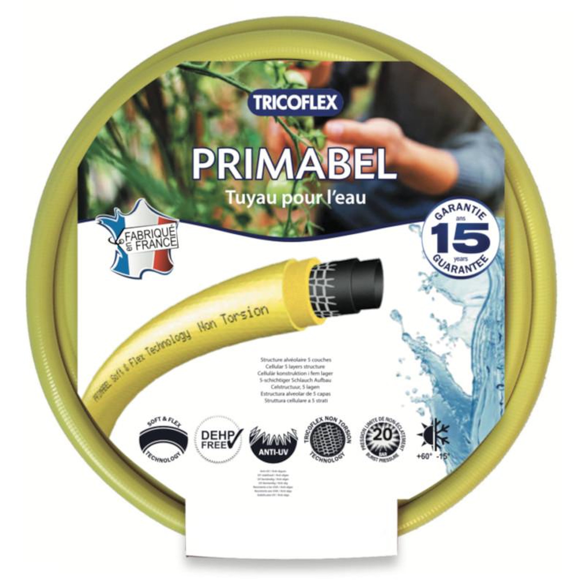 TRICOFLEX Tuyau d'arrosage souple multicouche d15 mm x 25 m - jaune - 116381