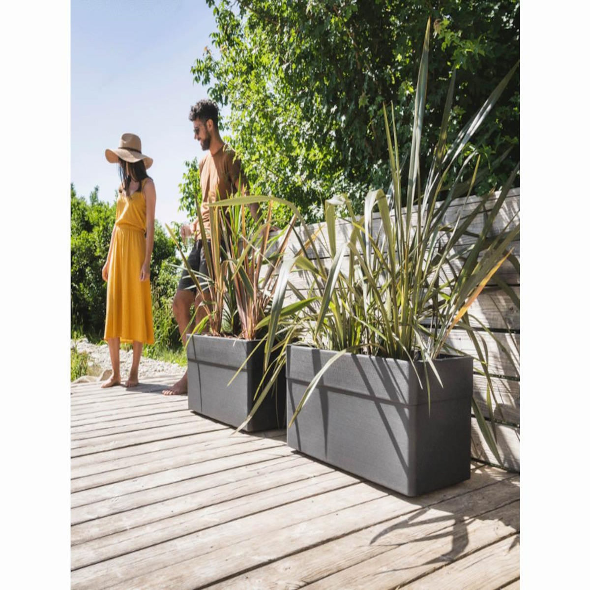 Eda Jardinière rectangulaire Carel gris anthracite 78 x 39 x 39 cm - 63 L - Eda