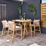 Voir la diapositive 3 : SWEEEK Table haute de jardin bois d'acacia + 4 assises Paloma et Zahara naturel 150 x 81 x 100 cm