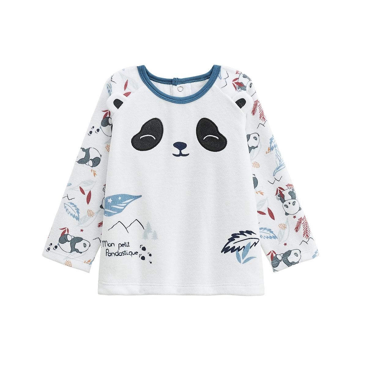 Petit Béguin Pyjama enfant 2 pièces en velours avec pieds retroussables Tao