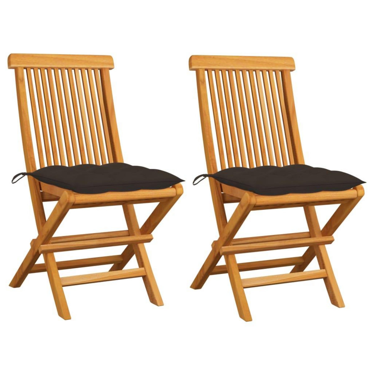 VIDAXL Chaises de jardin et coussins taupe lot de 2 Bois teck massif