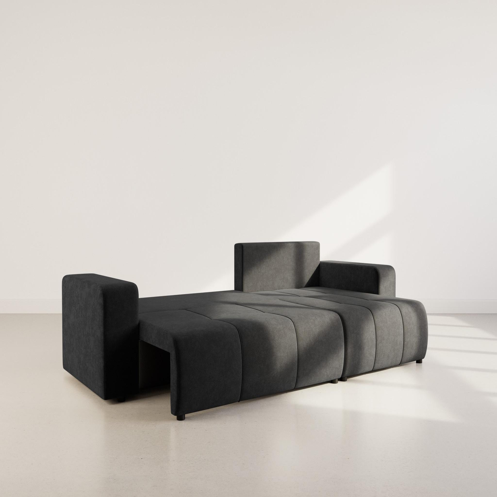 Voir la diapositive 2 : BEST MOBILIER Nicole - canapé d'angle réversible 5 places convertible avec coffre en tissu