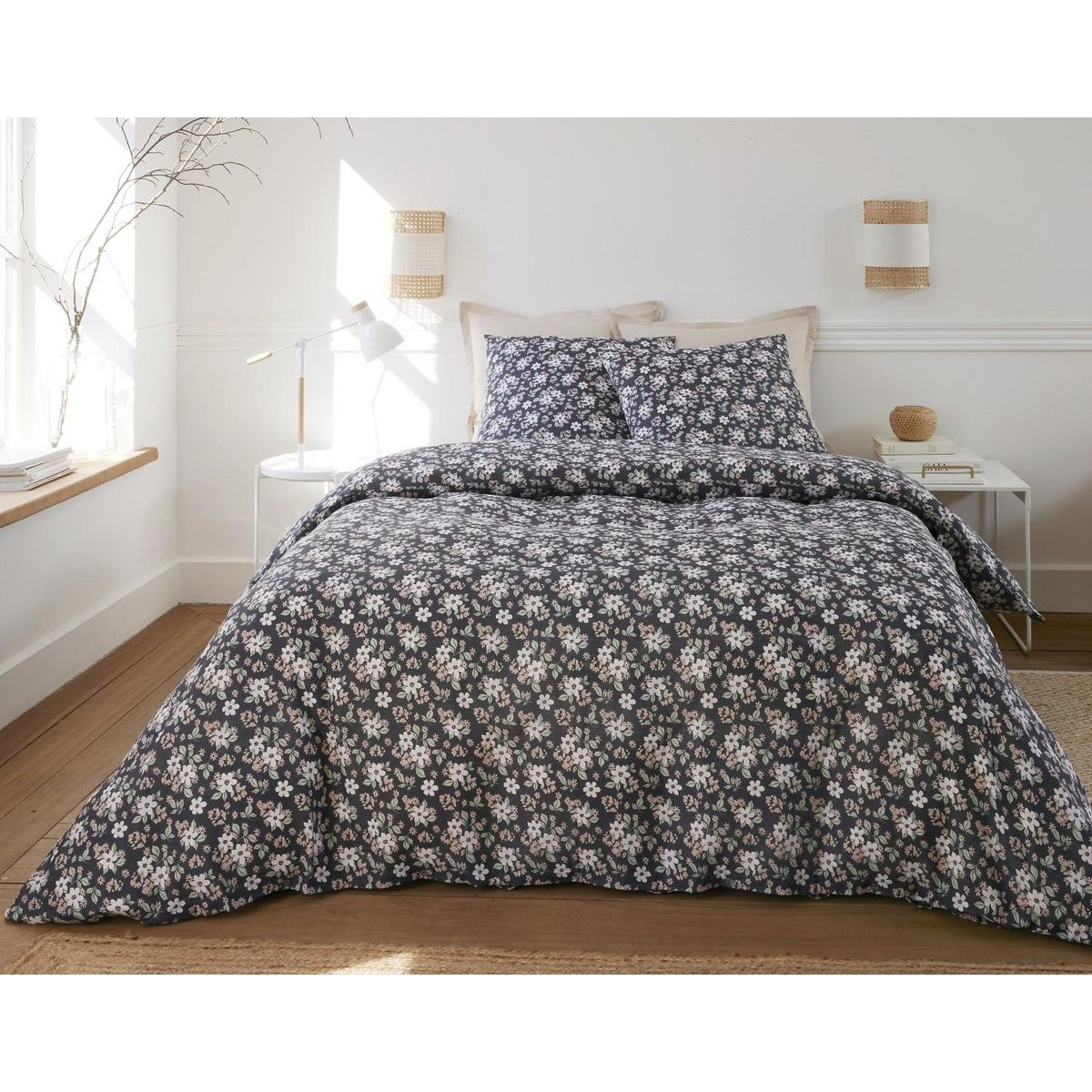 BATON ROUGE Parure housse de couette 100% gaze de coton imprimé sakuria