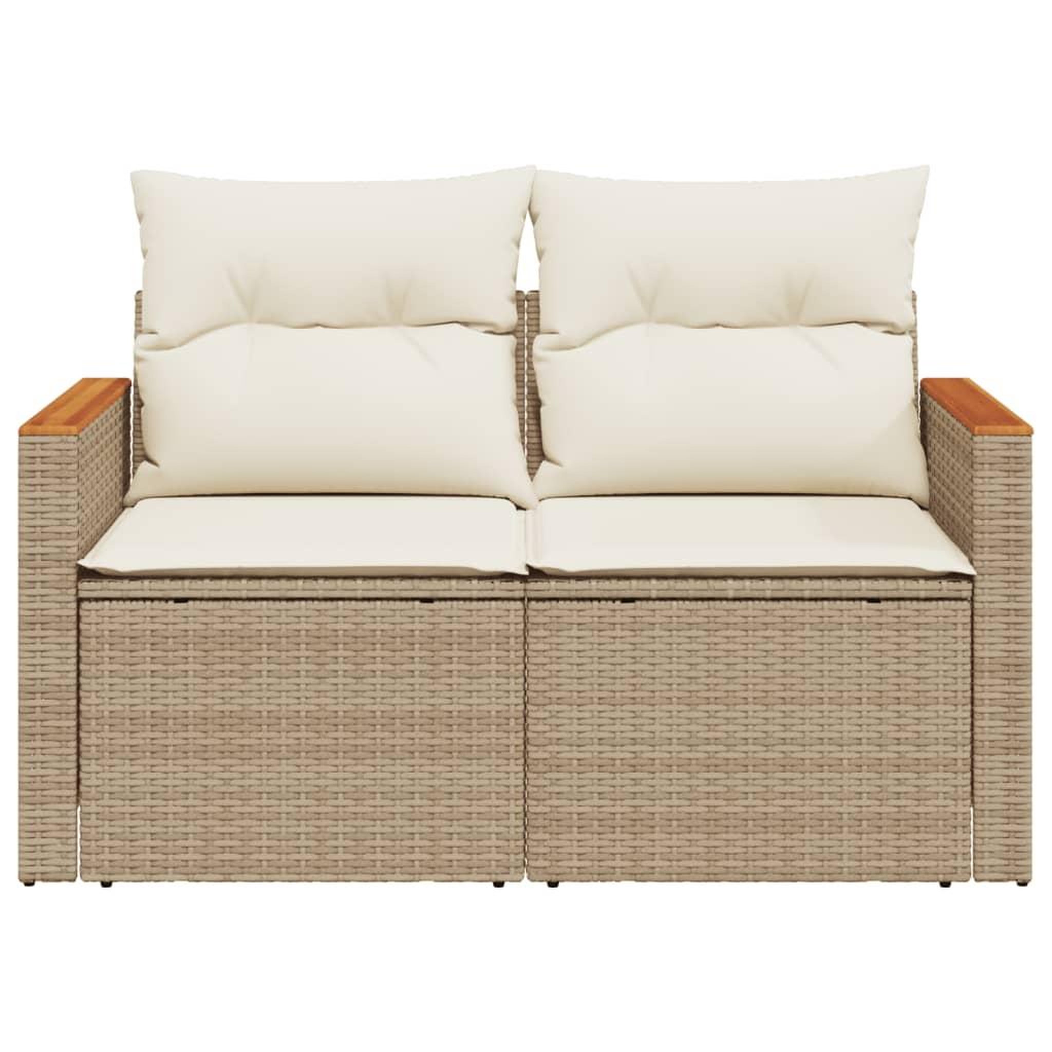 Voir la diapositive 4 : VIDAXL Canape de jardin avec coussins 2 places beige resine tressee