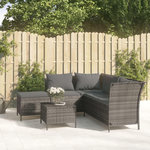 VIDAXL Salon de jardin 4 pcs avec coussins Gris Resine tressee