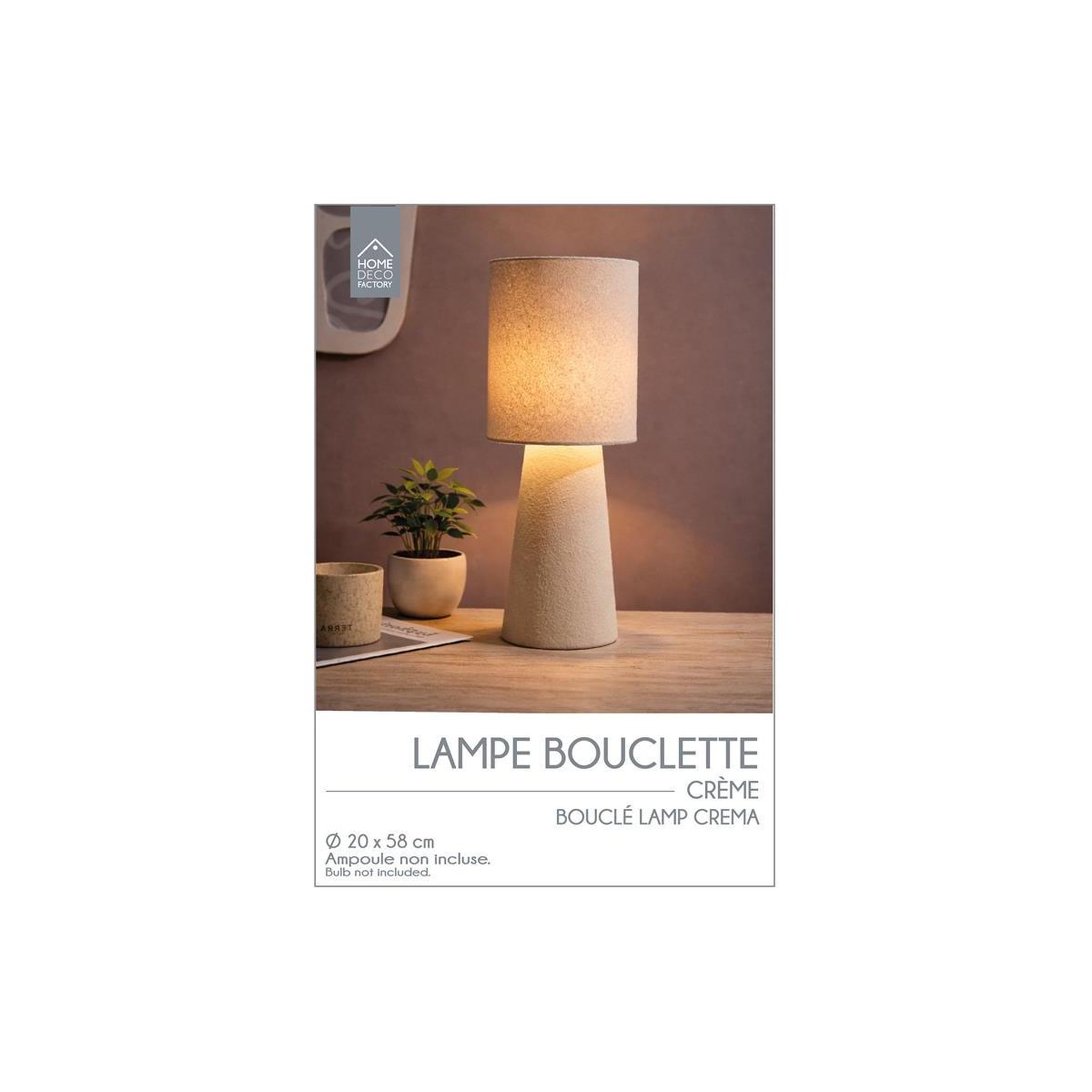 Voir la diapositive 4 : The Home Deco Factory Lampe à poser bouclette  angye  58cm crème