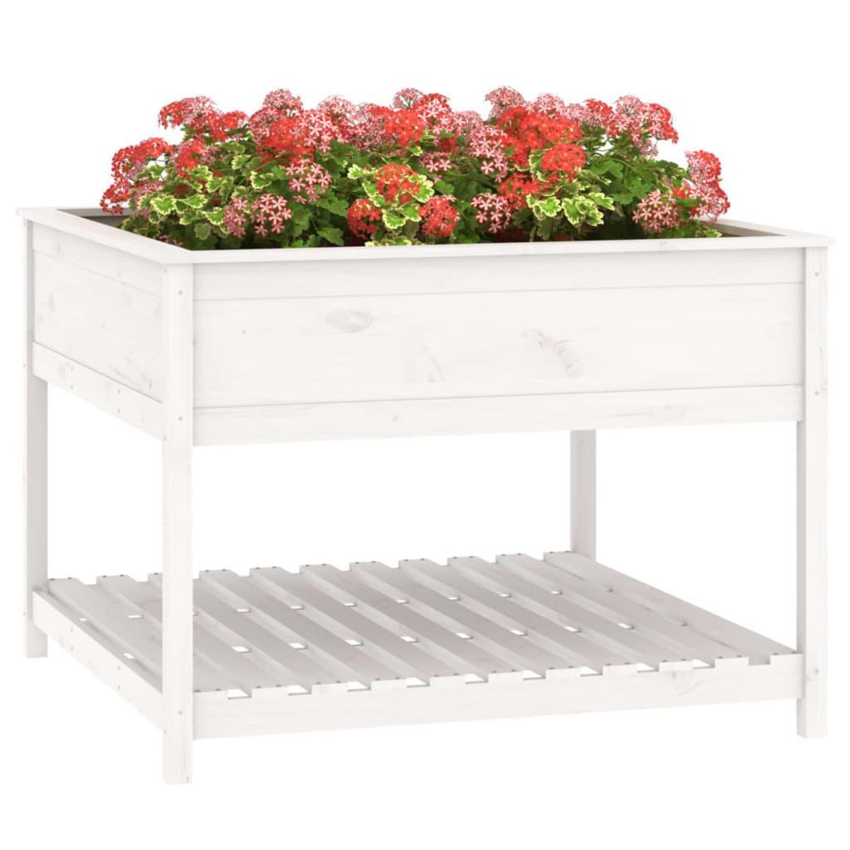VIDAXL Jardiniere et etagere Blanc 111,5x111,5x81cm Bois massif de pin