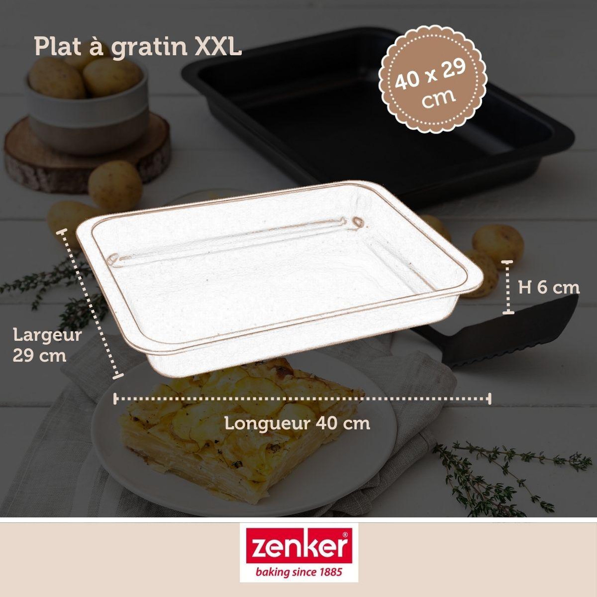 Voir la diapositive 3 : ZENKER Plat à four xxl 40 x 29 x 6 cm zenker special cooking
