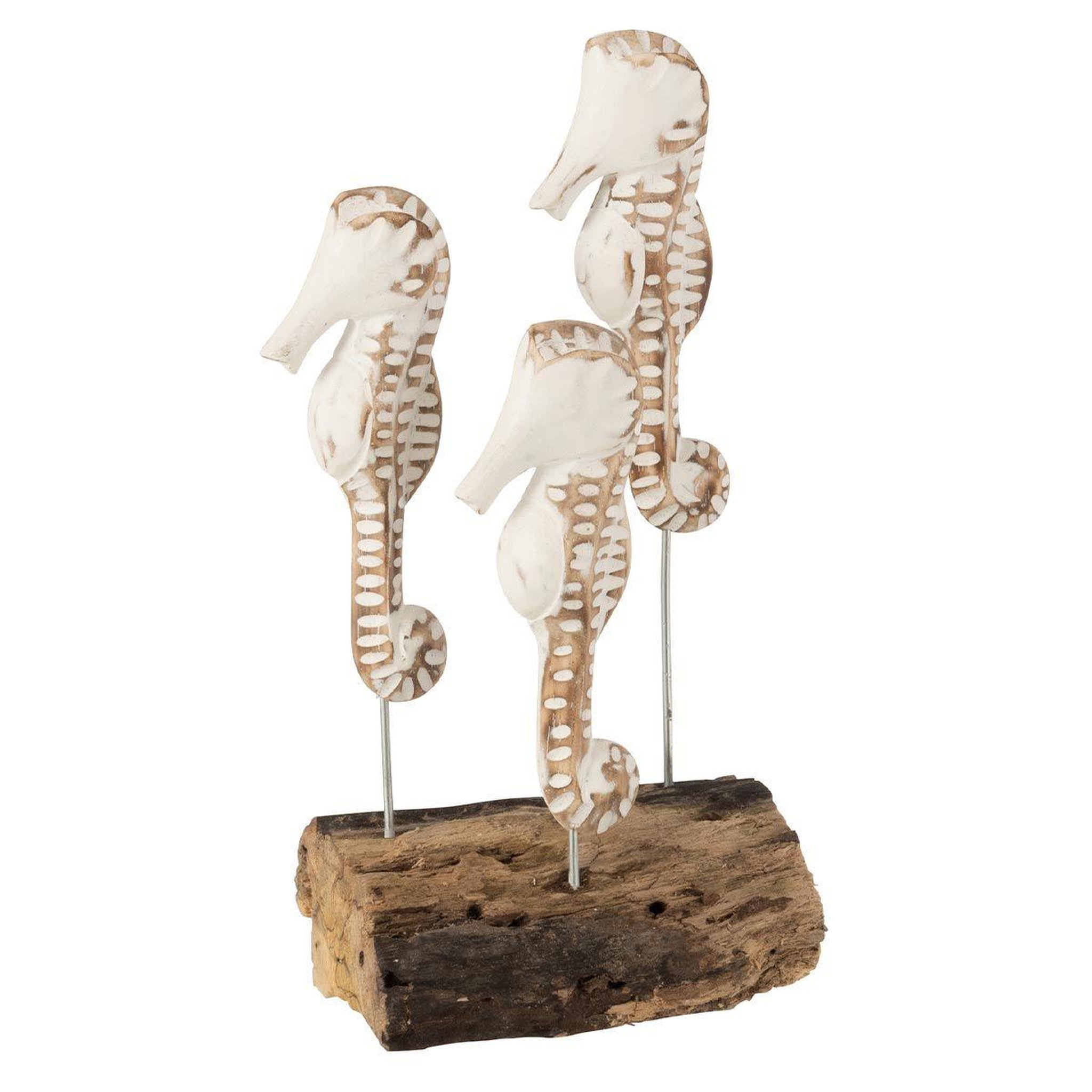 J-LINE Statuette Déco  3 Hippocampes  27cm Blanc
