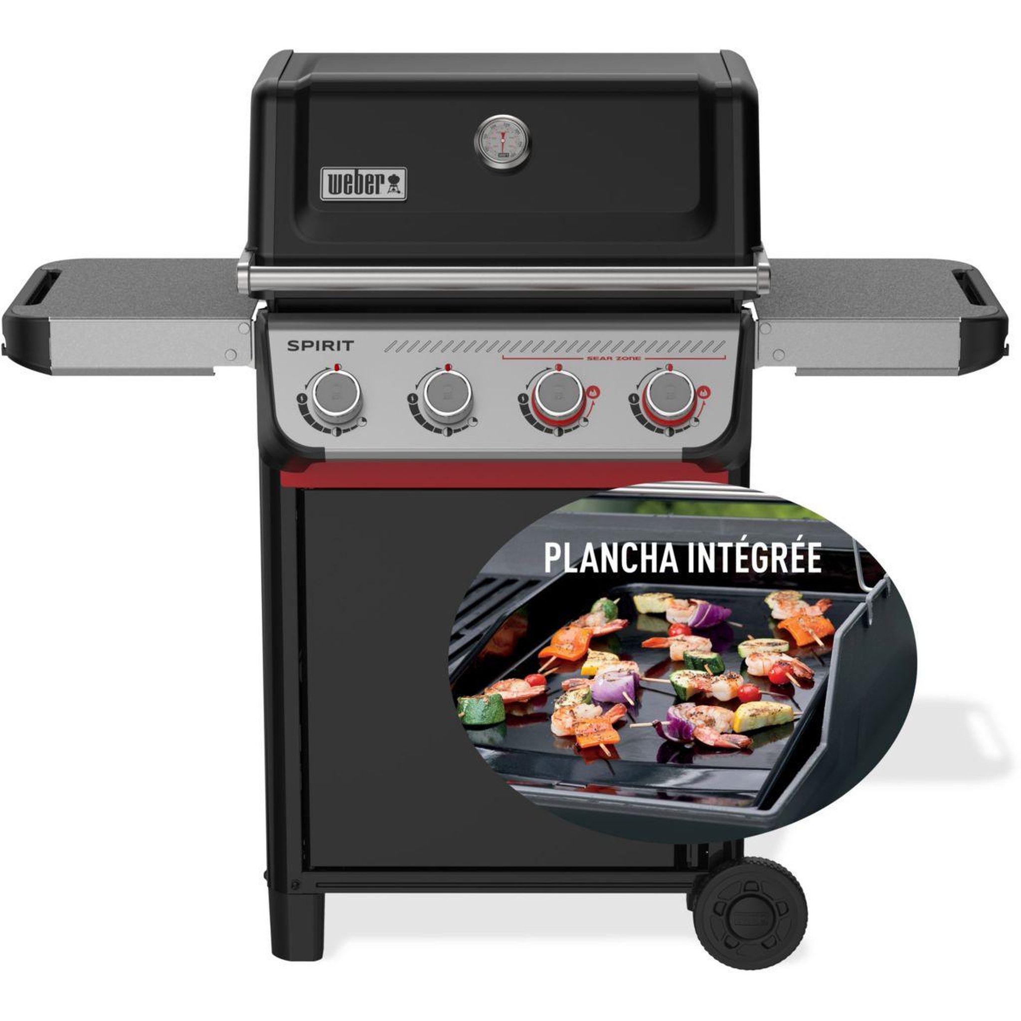 Weber Barbecue gaz spirit e-425 mix black grill et plancha sur chariot, 61x45 cm