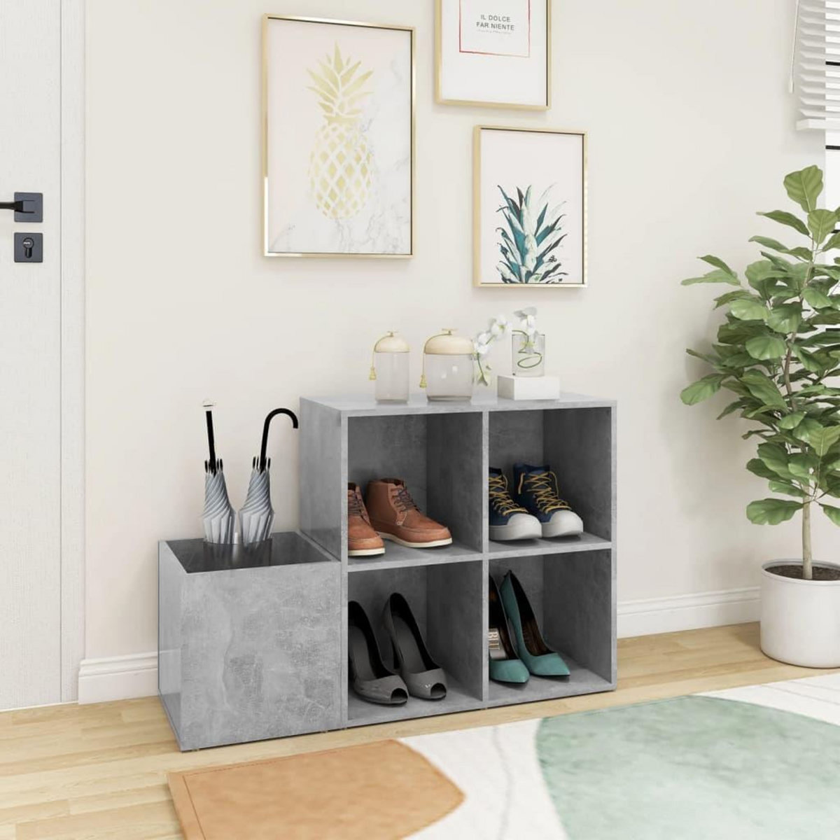 VIDAXL Armoire a chaussures d'entree gris beton bois ingenierie