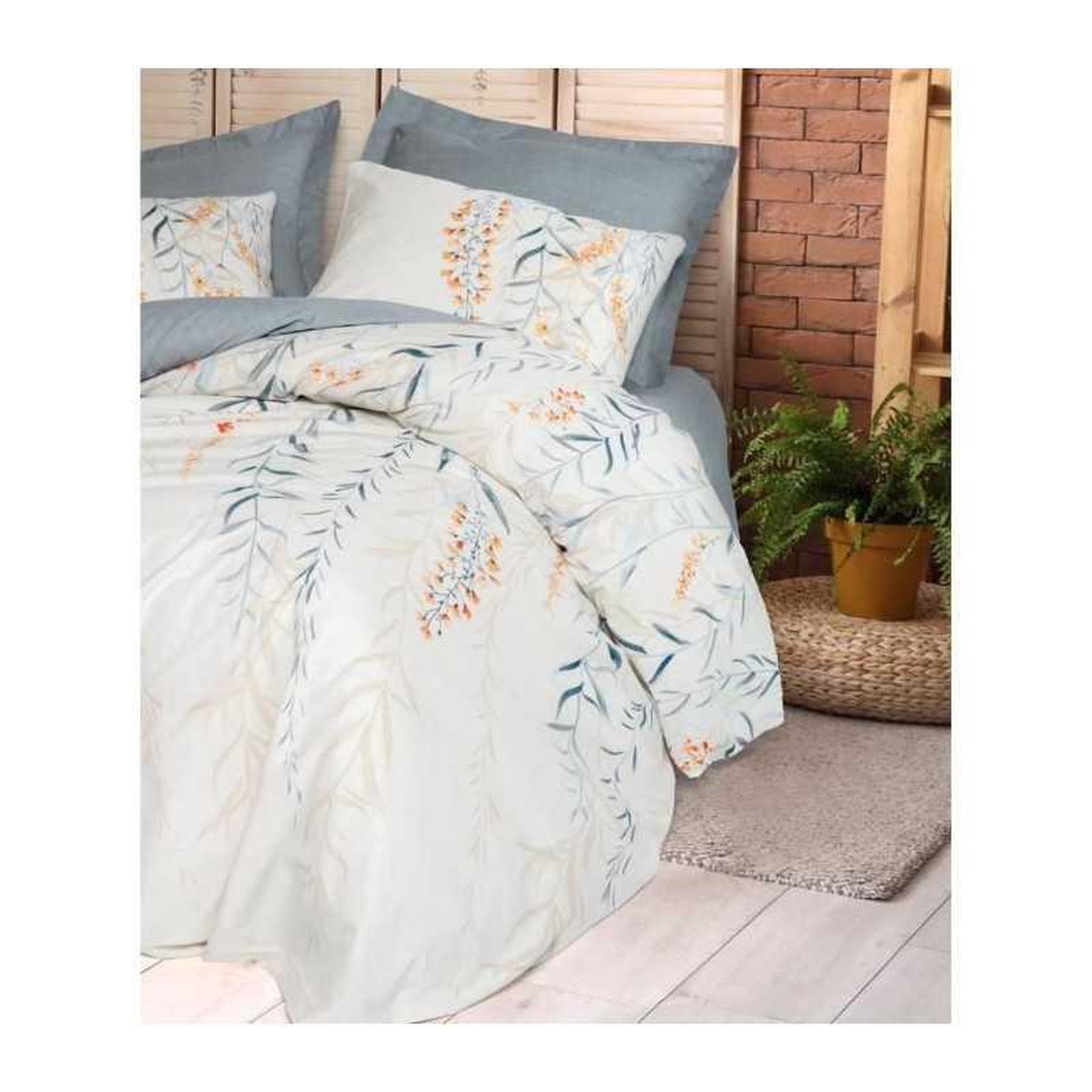 Voir la diapositive 3 : GENERIQUE Parure de lit - 129CTN64844 - 1 housse de couette 220 x 240 cm + 2 taies d'oreiller 60 x 60 cm - 100% coton ranforcé - Bleu