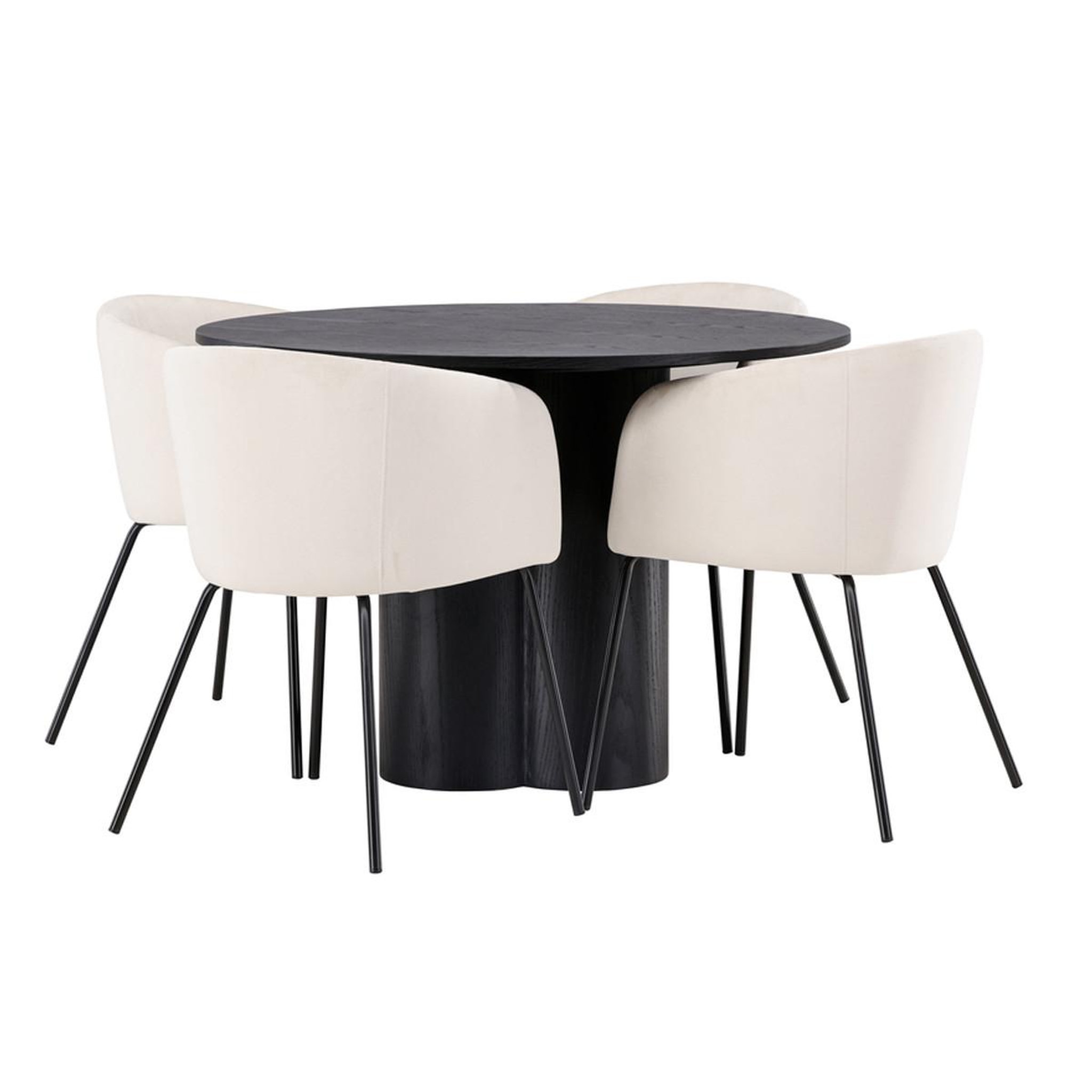 Paris Prix Ensemble table à manger & 4 chaises  olivia & berit  110cm noir & beige