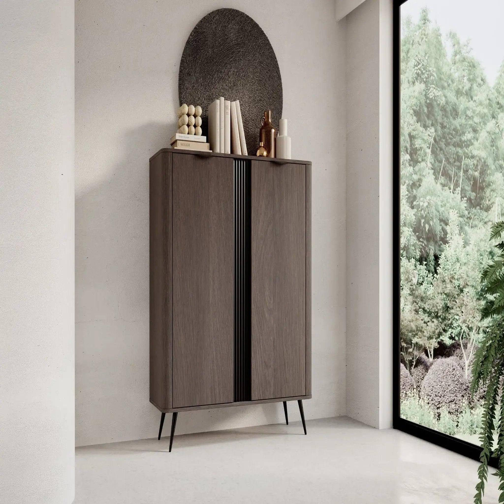 Voir la diapositive 2 : CASANOVA PARIS Selena - commode 2 portes 113cmbois de chêne - chêne foncé