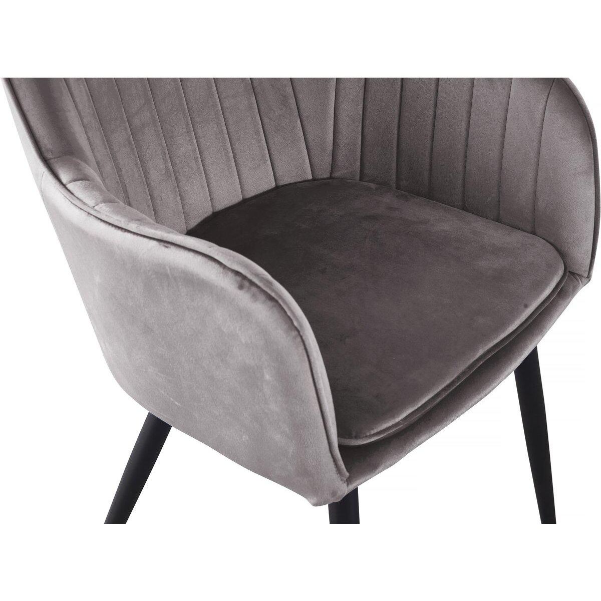 Habitat et Jardin Lot de 2 chaises  Velma  en velours avec accoudoirs - Gris