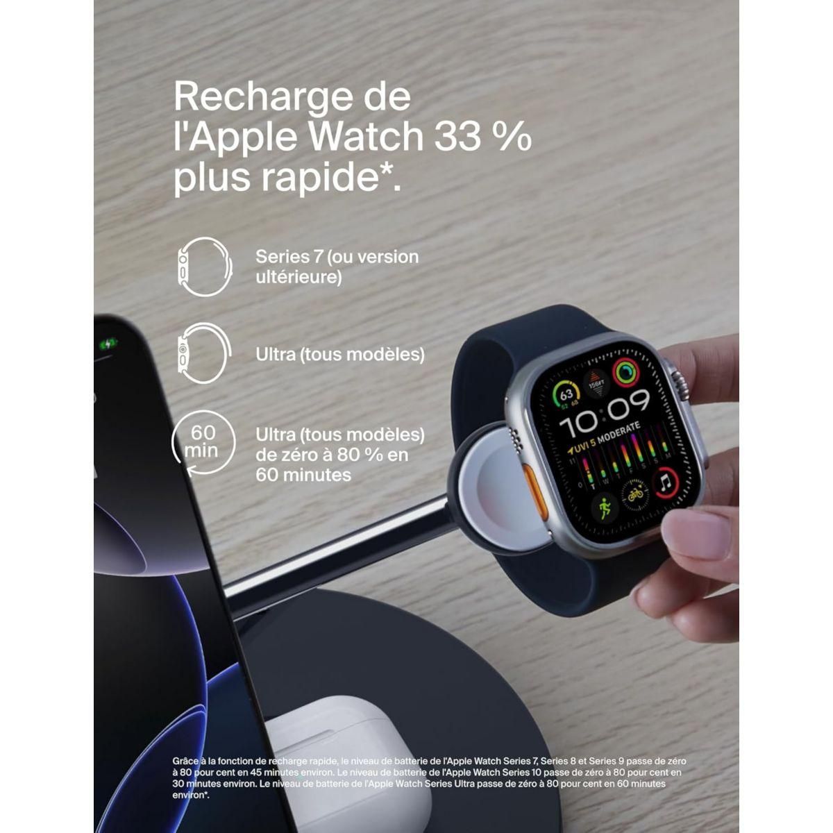 Belkin Chargeur induction 15W Boost Charge Pro 3en1 Qi2 Noir