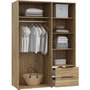Voir la diapositive 3 : MARKET24 Armoire de chambre - Décor Chene - 3 portes battantes + 2 tiroirs - L144,4 x P59 x H200,1 cm - ORKNEY