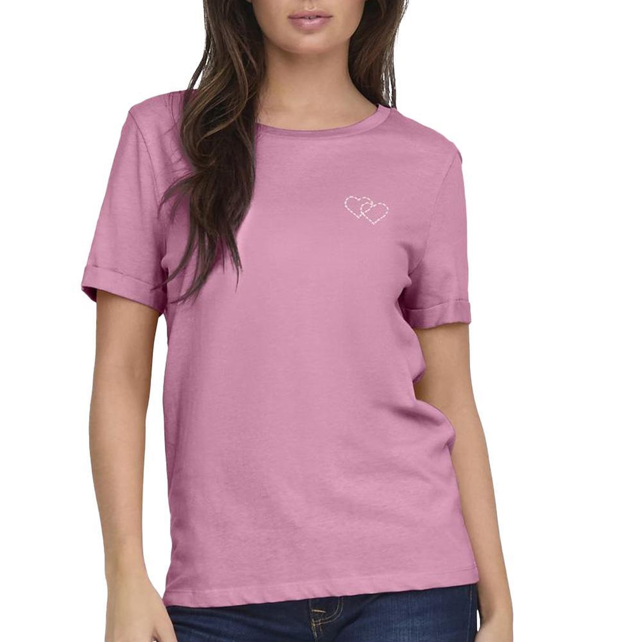 JACQUELINE DE YONG T-shirt Rose/Blanc Femme JDY Kitty. Coloris disponibles : Rose