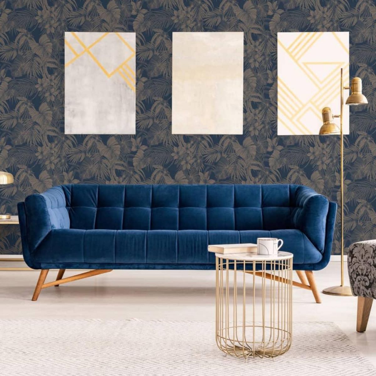 DUTCH WALLCOVERINGS DUTCH WALLCOVERINGS Papier peint Joelle Argente et bleu