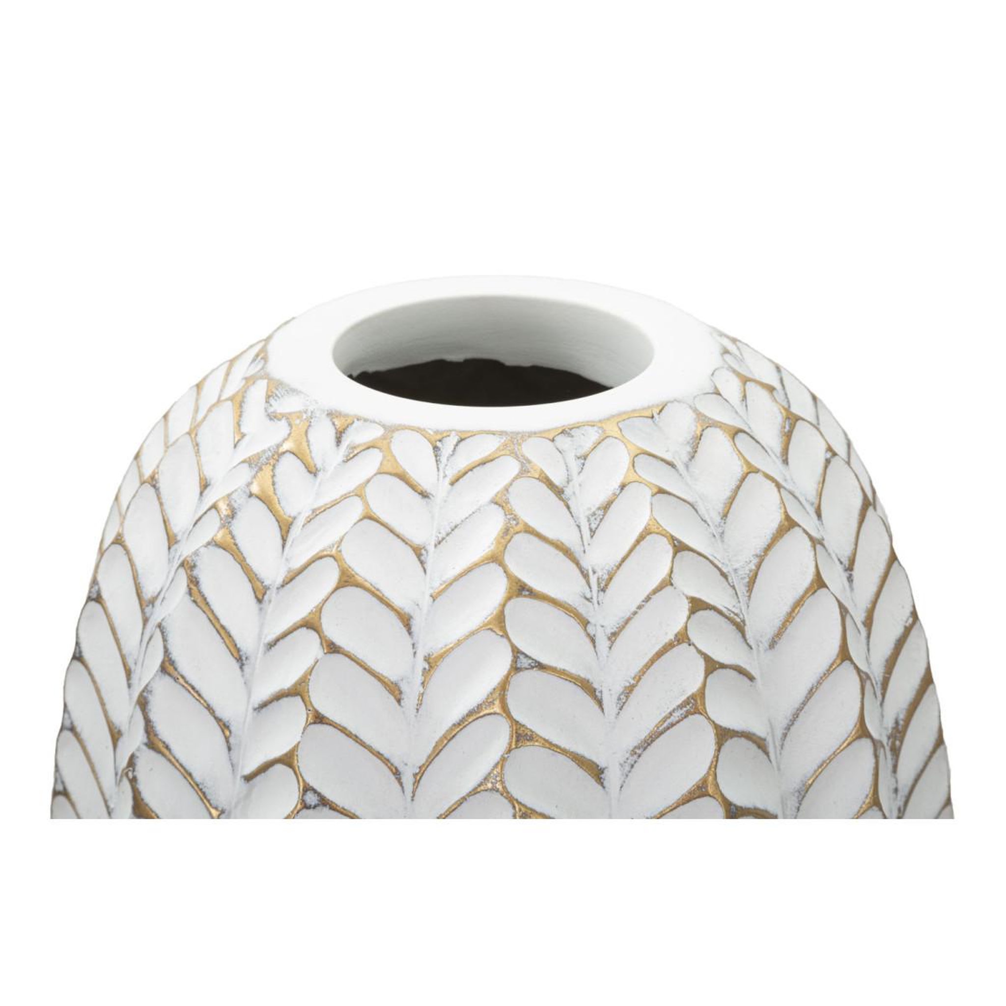 Voir la diapositive 4 : Paris Prix Vase déco en résine  leaf  46cm blanc