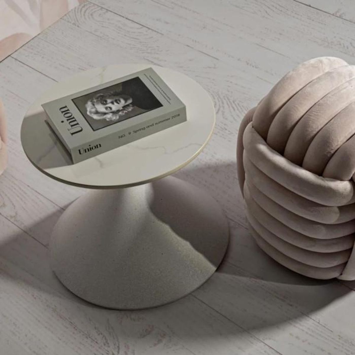 Paris Prix Table d'Appoint Effet Marbre  Alba  45cm Blanc