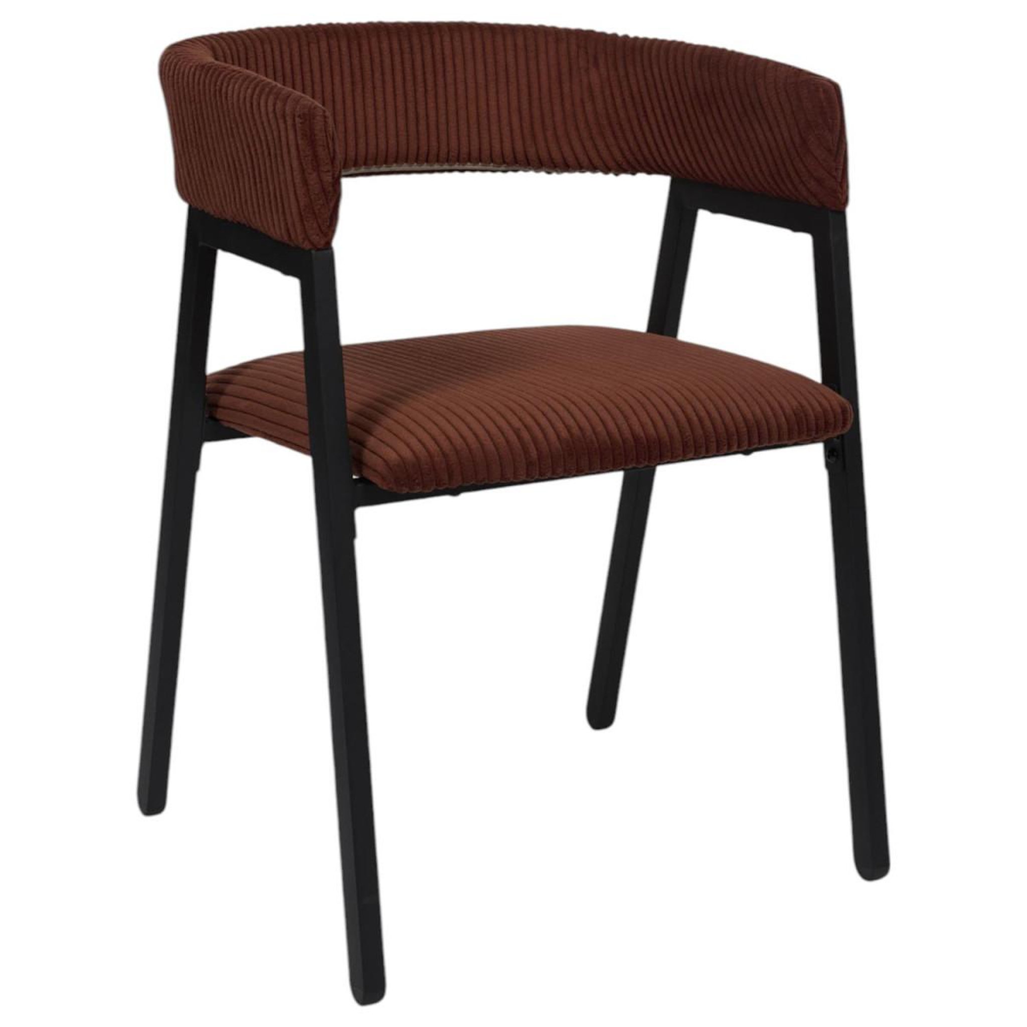 Voir la diapositive 2 : The Home Deco Factory Lot de 2 chaises design côtelé  scott  71cm terracotta