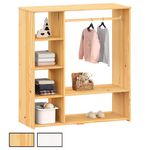 IDIMEX Penderie enfant RAFAEL avec étagères en pin massif. Coloris disponibles : Marron, Blanc