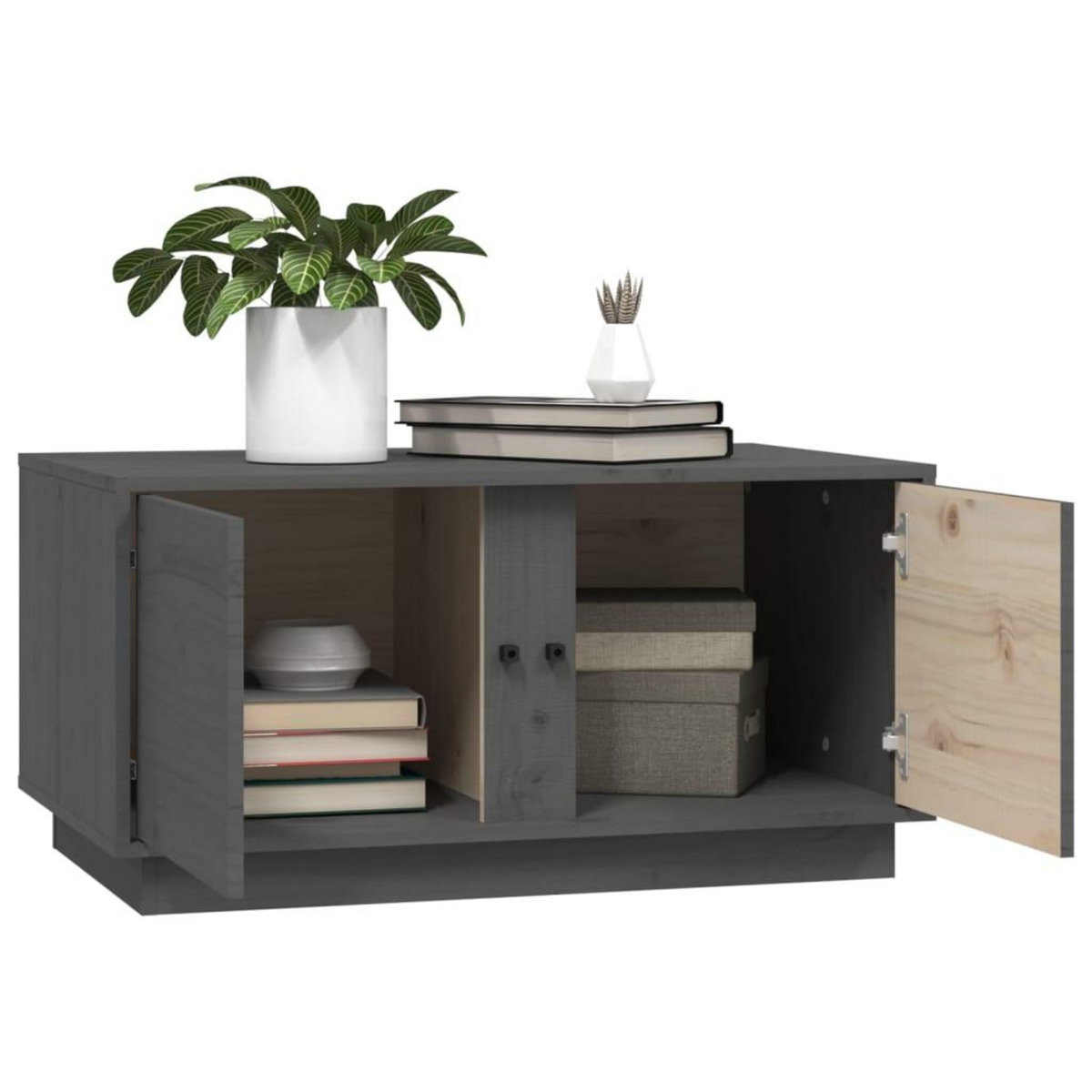 VIDAXL Table basse Gris 80x50x40 cm Bois massif de pin