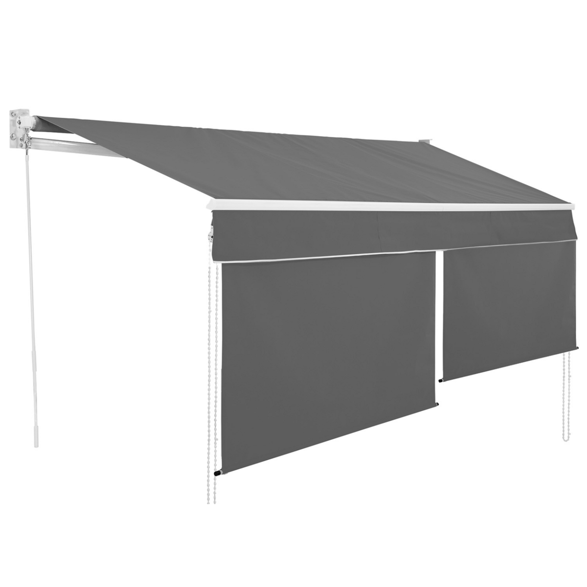 ID MARKET Store banne manuel 3x2 M gris anthracite lambrequin H.1,50 M