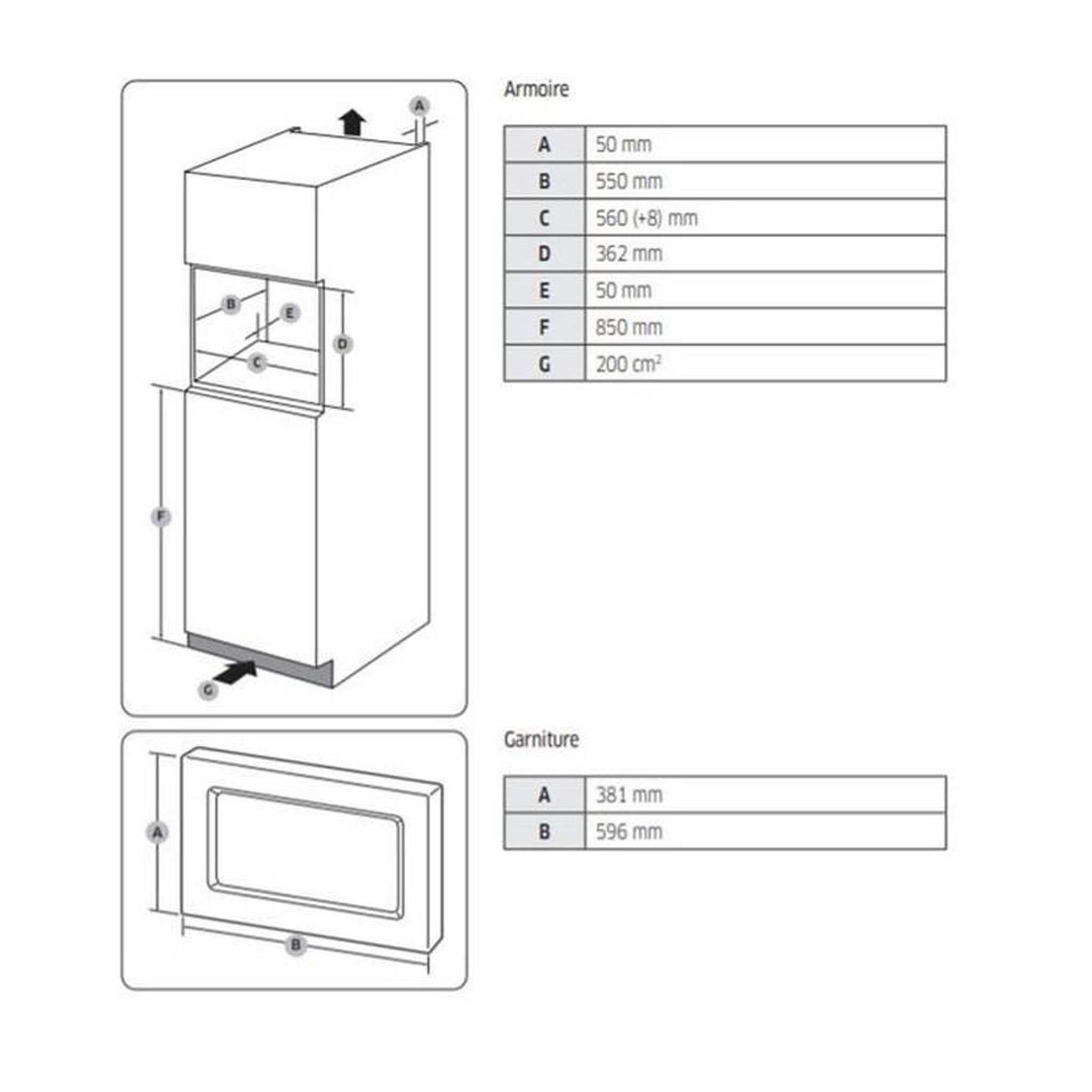 Voir la diapositive 2 : Samsung Micro-ondes solo encastrable 20l 850w noir - ms20a7013ab