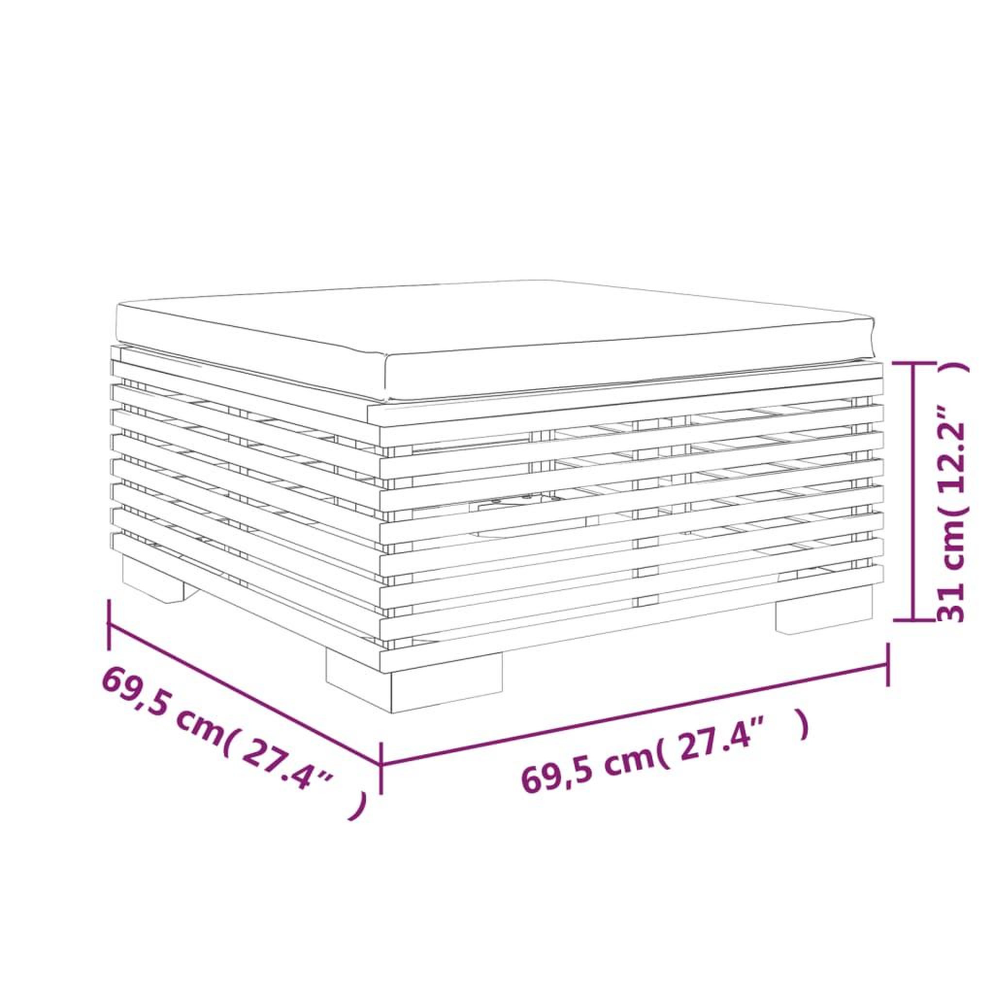 Voir la diapositive 6 : VIDAXL Repose-pied de jardin avec coussin creme Bois de teck massif