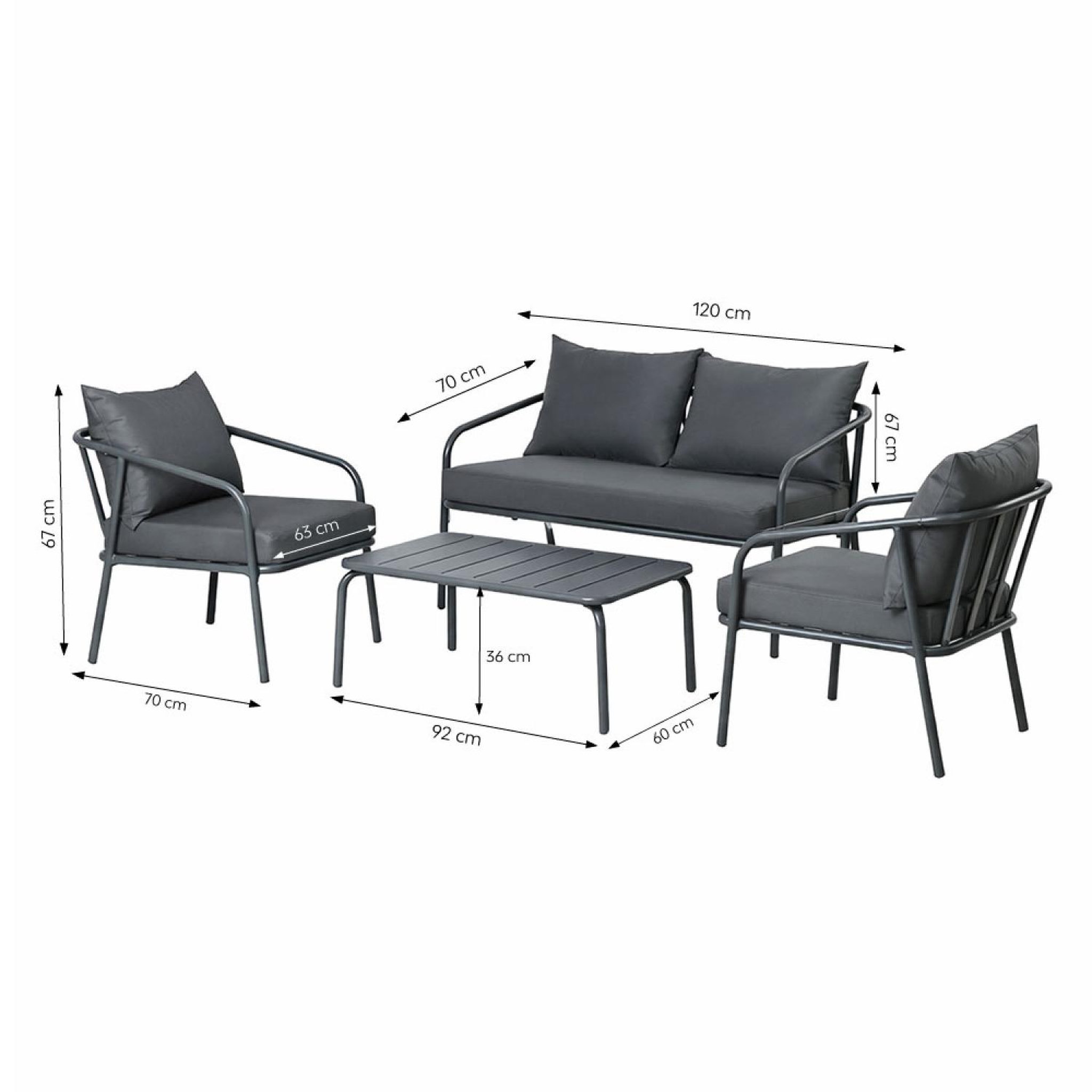 Voir la diapositive 3 : CONCEPT USINE Salon de jardin 4 places gris foncé bergame