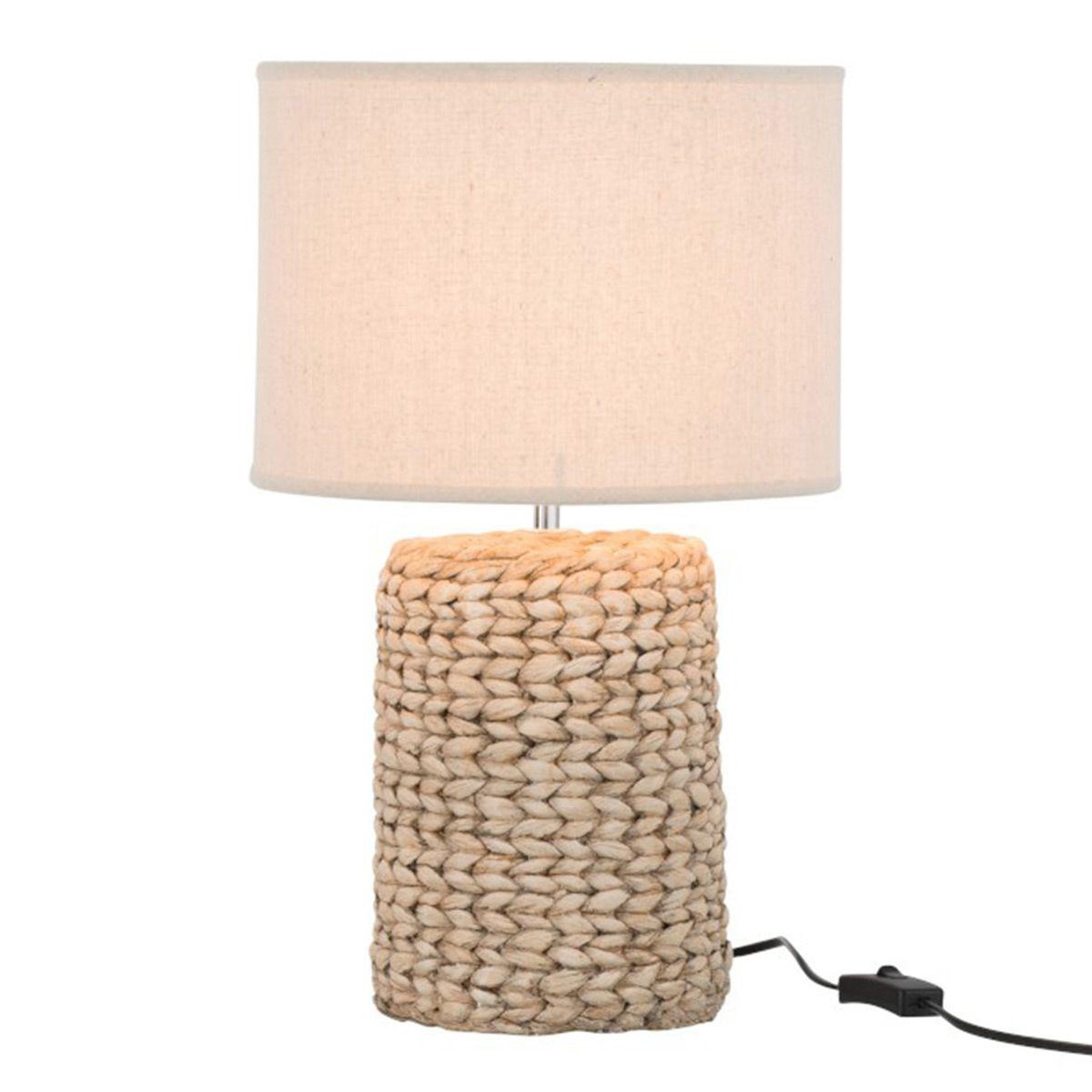 Voir la diapositive 2 : J-LINE Lampe à poser déco ciment  tressée  48cm naturel