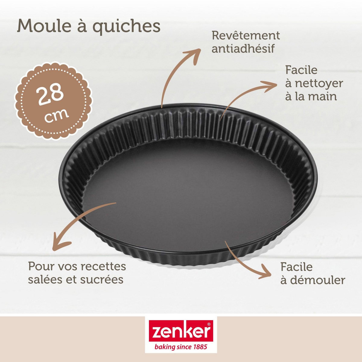 ZENKER Lot de 2 moules à quiche lorraine 28 cm Zenker Spécial Countries