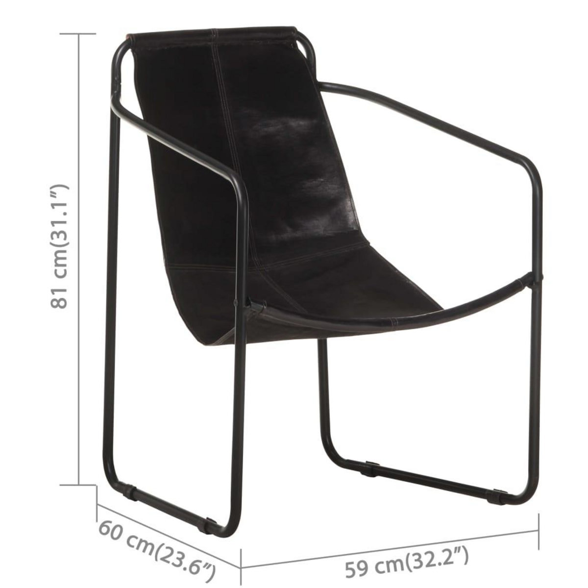 VIDAXL Fauteuil de relaxation noir cuir veritable