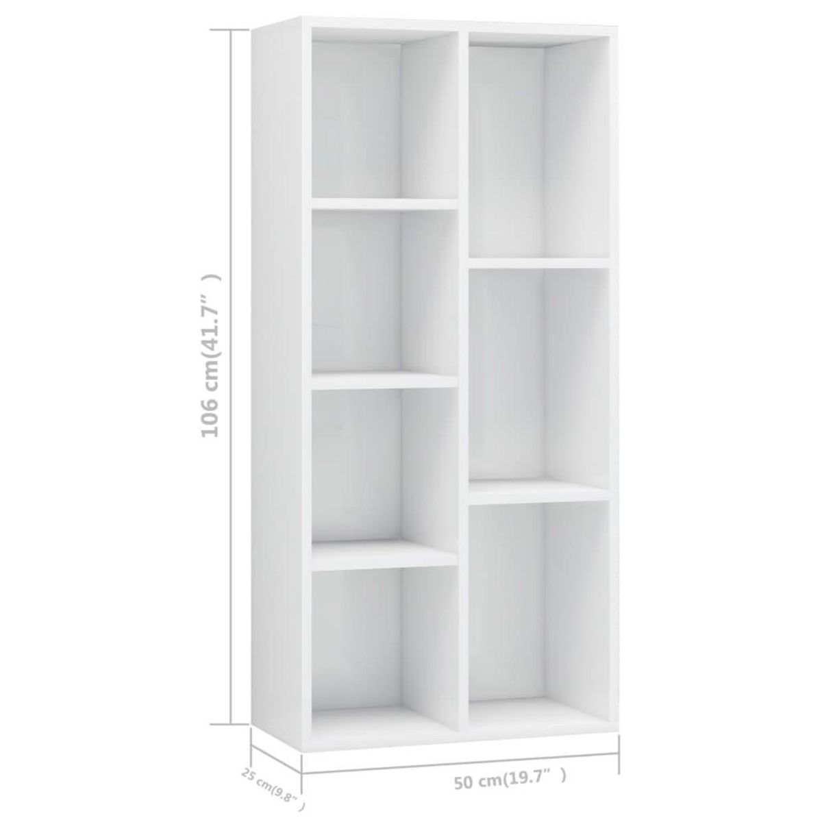 VIDAXL Bibliotheque Blanc brillant 50x25x106 cm Bois d'ingenierie
