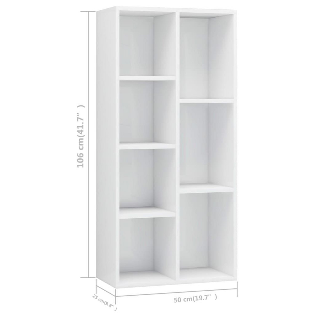 VIDAXL Bibliotheque Blanc brillant 50x25x106 cm Bois d'ingenierie
