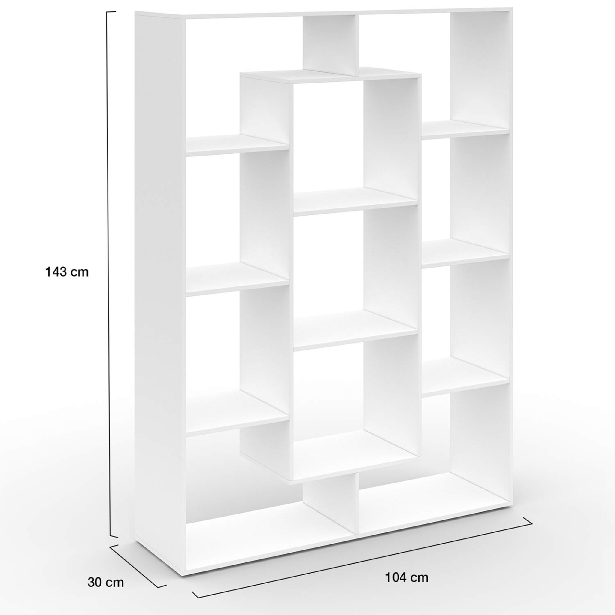 Voir la diapositive 4 : ID MARKET Etagère bibliothèque colette avec 11 compartiments blanc 143 cm