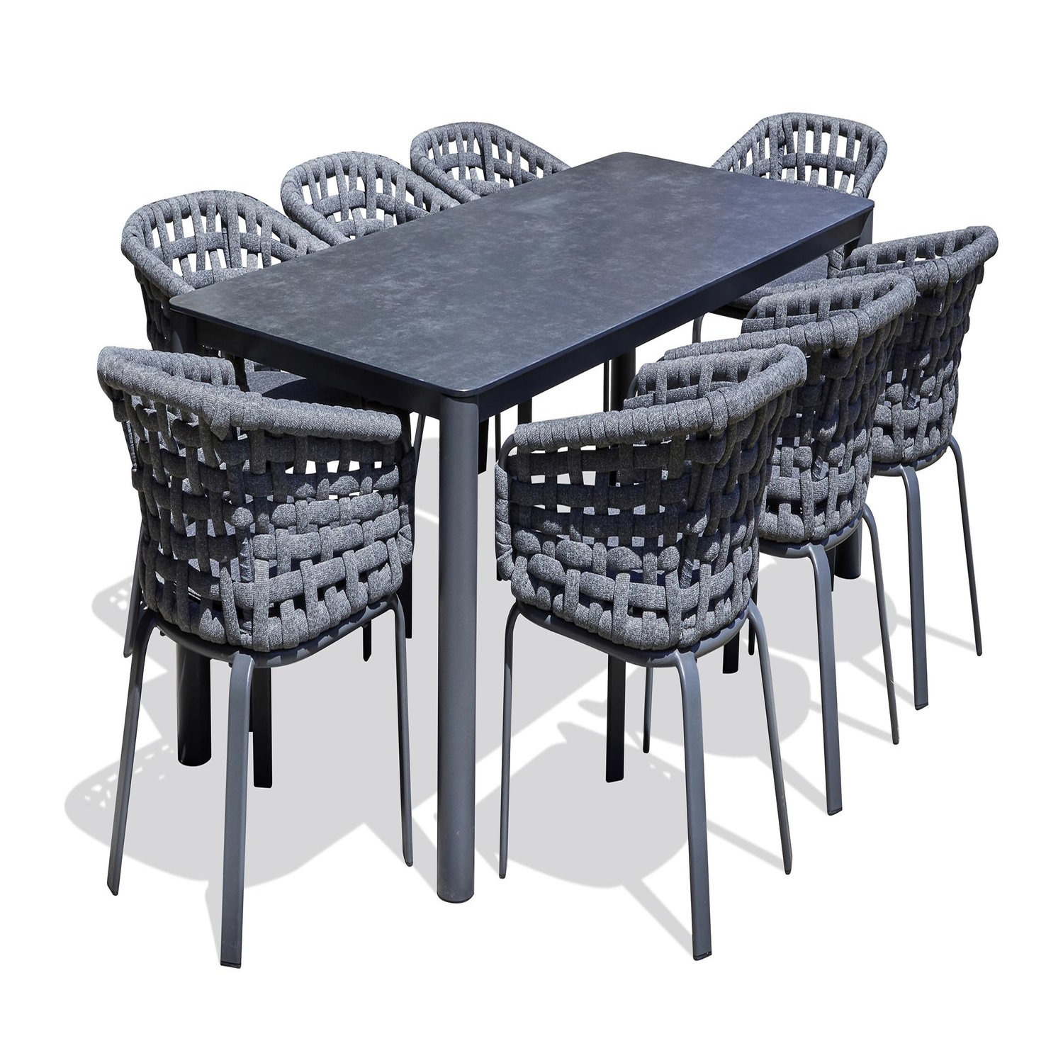 Dcb Garden Ensemble repas de jardin en aluminium plateau céramique sur verre (8 places)