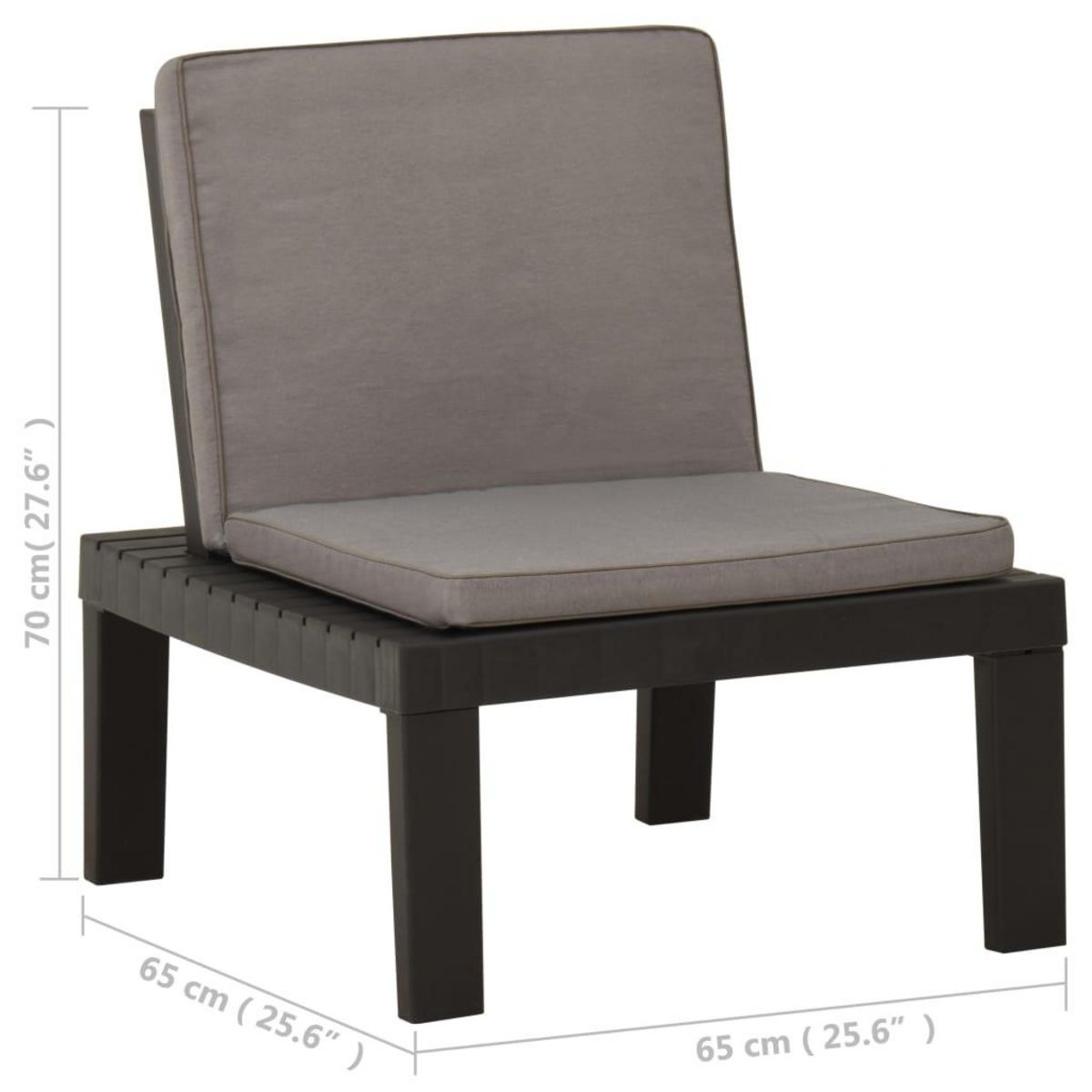 VIDAXL Chaise de salon de jardin avec coussin Plastique Gris