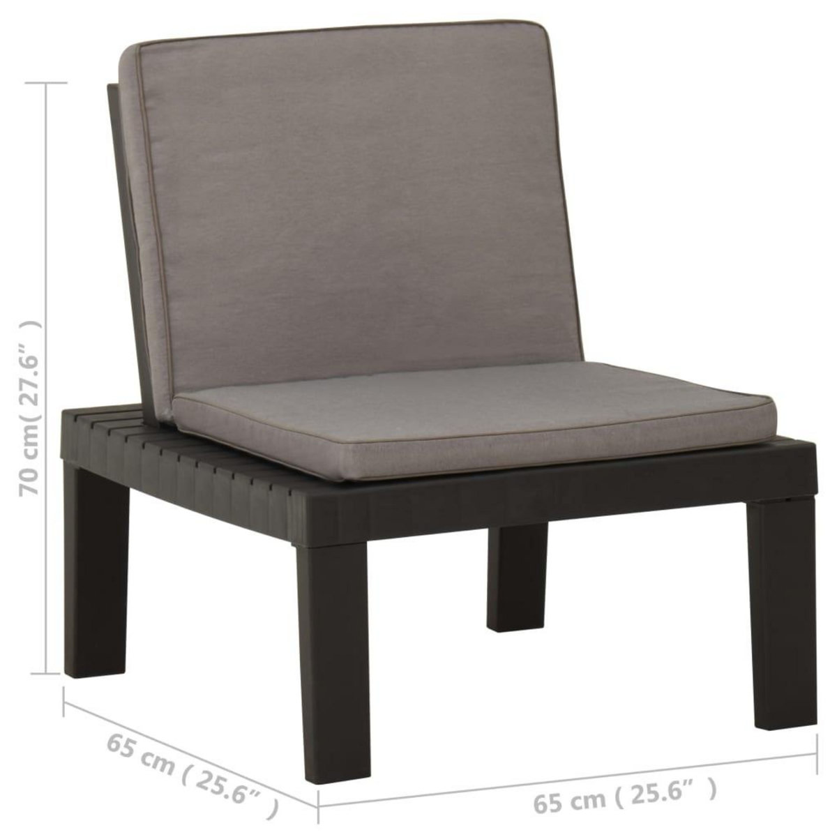VIDAXL Chaise de salon de jardin avec coussin Plastique Gris