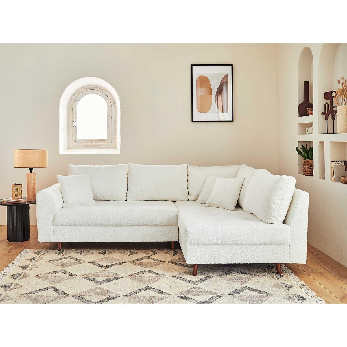 LISA DESIGN Rune - canapé d'angle droit - 4 places - en tissu bouclette