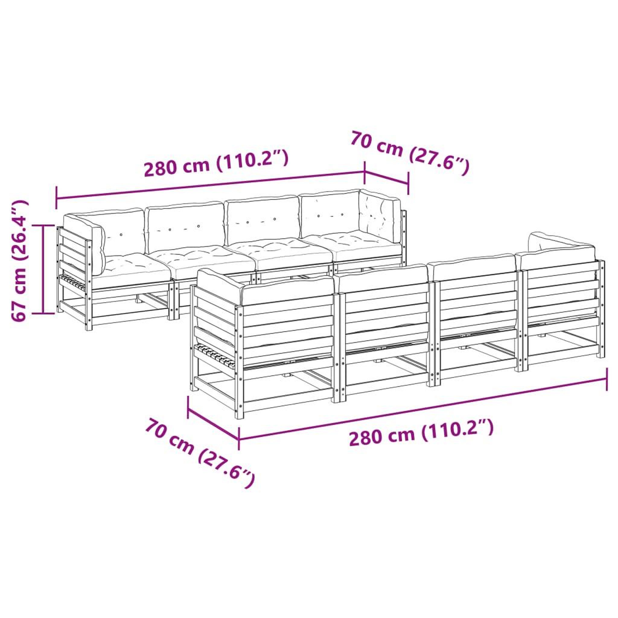 Voir la diapositive 6 : VIDAXL Salon de jardin 9 pcs avec coussins marron cire bois pin massif